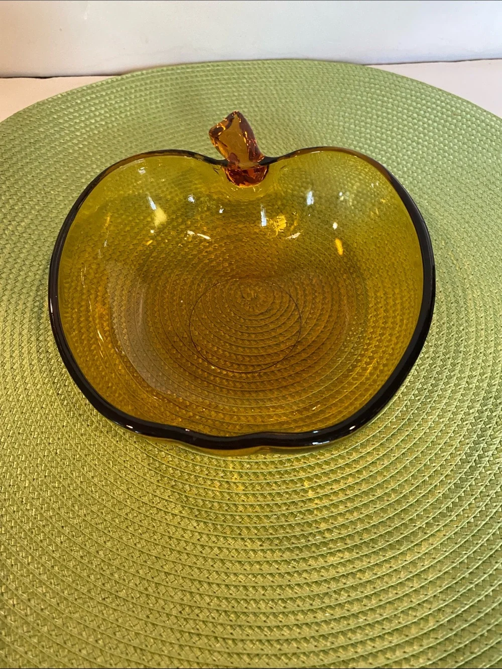 Vintage Hazel-Atlas Orchard Amber Glass Apple Bowl